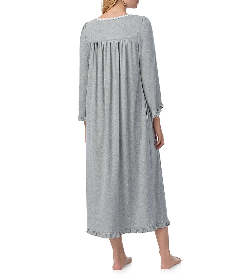 Eileen West Solid Interlock Knit Long Sleeve Round Neck Ballet Nightgown
