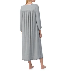 Eileen West Solid Interlock Knit Long Sleeve Round Neck Ballet Nightgown