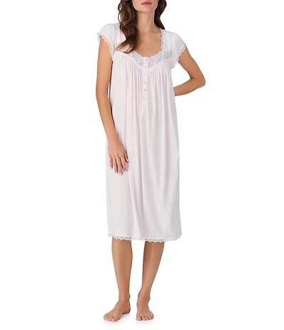 Eileen West Solid Jersey Knit Cap Sleeve Sweetheart Neck Waltz Nightgown
