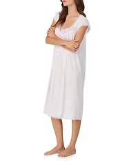 Eileen West Solid Jersey Knit Cap Sleeve Sweetheart Neck Waltz Nightgown