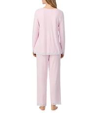 Eileen West Solid Long Sleeve V-Neck Knit Pant Pajama Set
