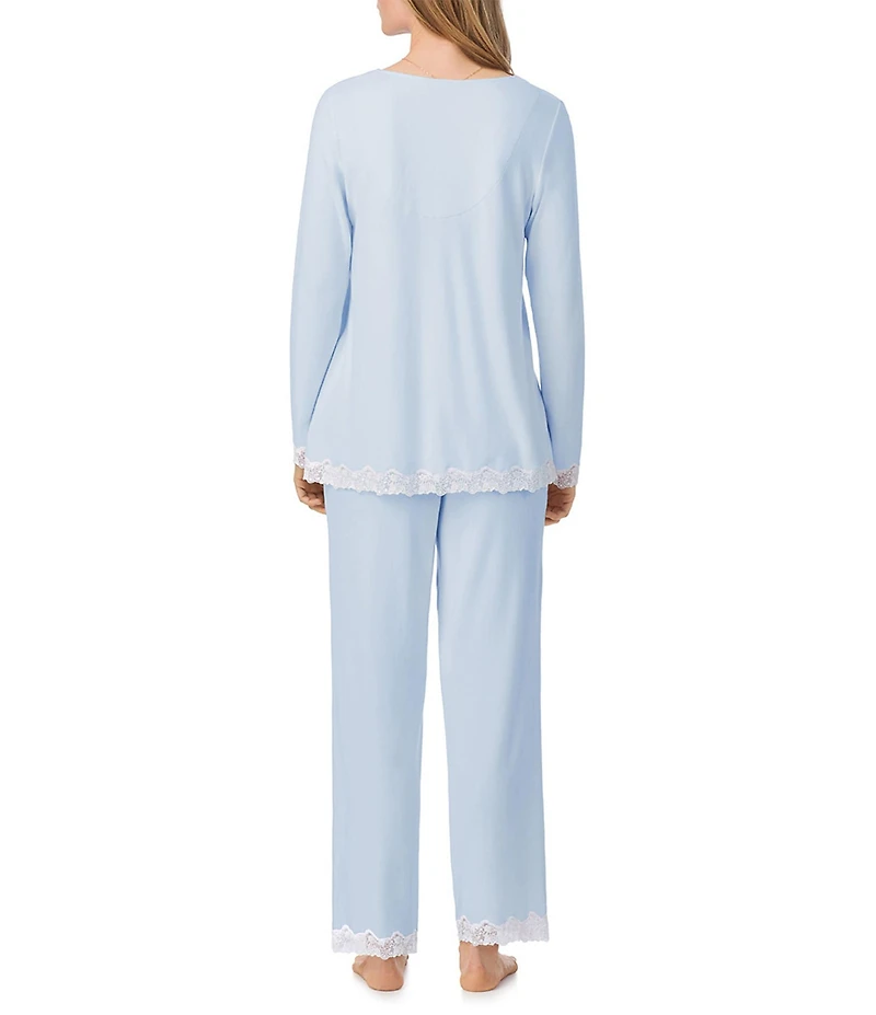 Eileen West Solid Long Sleeve V-Neck Knit Pant Pajama Set