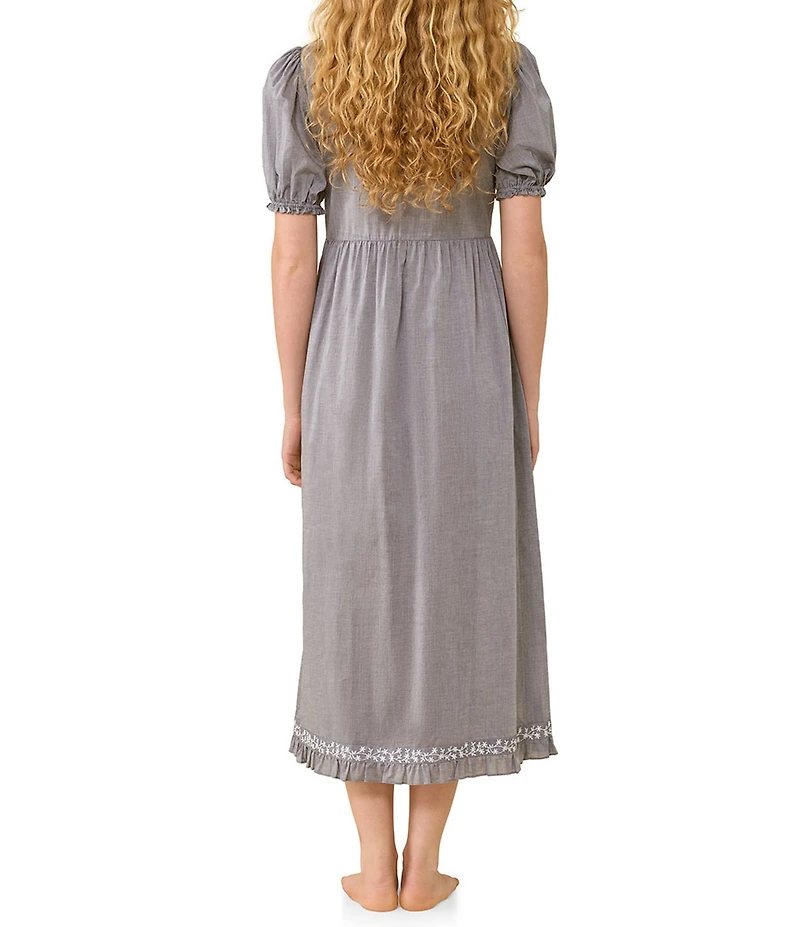 Eileen West Solid Short Puff Sleeve Scoop Neck Ballet Nightgown