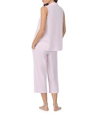 Eileen West Solid Sleeveless Notch Collar jersey Knit Capri Pajama Set