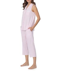 Eileen West Solid Sleeveless Notch Collar jersey Knit Capri Pajama Set