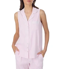 Eileen West Solid Sleeveless Notch Collar jersey Knit Capri Pajama Set