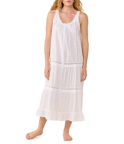 Eileen West Solid Sleeveless Scoop Neck Cotton Woven Ballet Nightgown