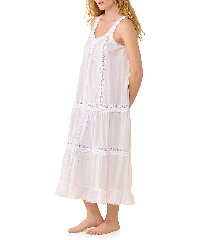 Eileen West Solid Sleeveless Scoop Neck Cotton Woven Ballet Nightgown