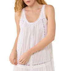 Eileen West Solid Sleeveless Scoop Neck Cotton Woven Ballet Nightgown
