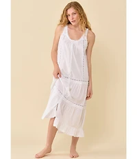 Eileen West Solid Sleeveless Scoop Neck Cotton Woven Ballet Nightgown