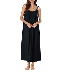 Eileen West Solid Sleeveless Scoop Neck Woven Strappy Nightgown