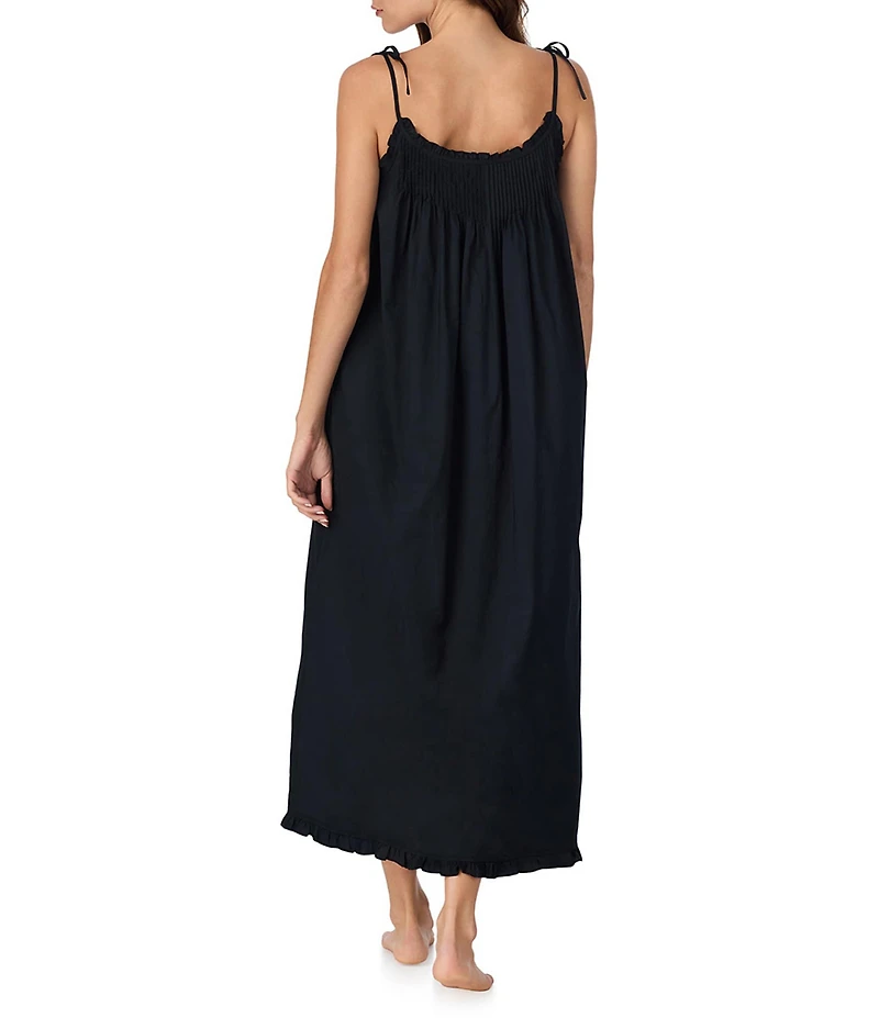 Eileen West Solid Sleeveless Scoop Neck Woven Strappy Nightgown