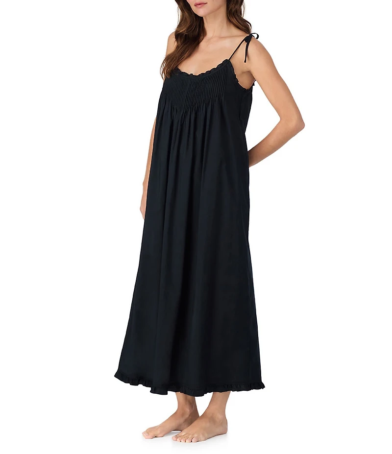 Eileen West Solid Sleeveless Scoop Neck Woven Strappy Nightgown