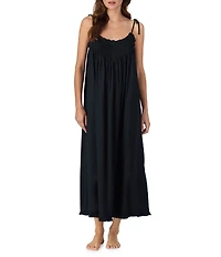 Eileen West Solid Sleeveless Scoop Neck Woven Strappy Nightgown
