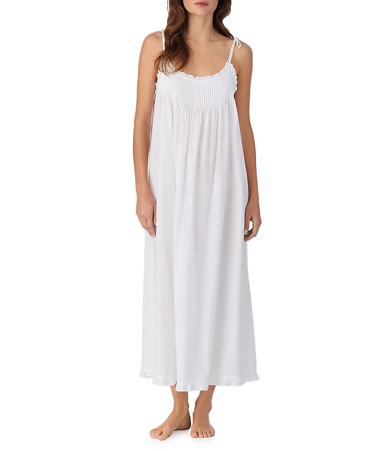 Eileen West Solid Sleeveless Scoop Neck Woven Strappy Nightgown