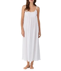 Eileen West Solid Sleeveless Scoop Neck Woven Strappy Nightgown