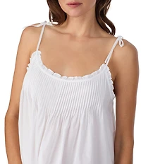 Eileen West Solid Sleeveless Scoop Neck Woven Strappy Nightgown