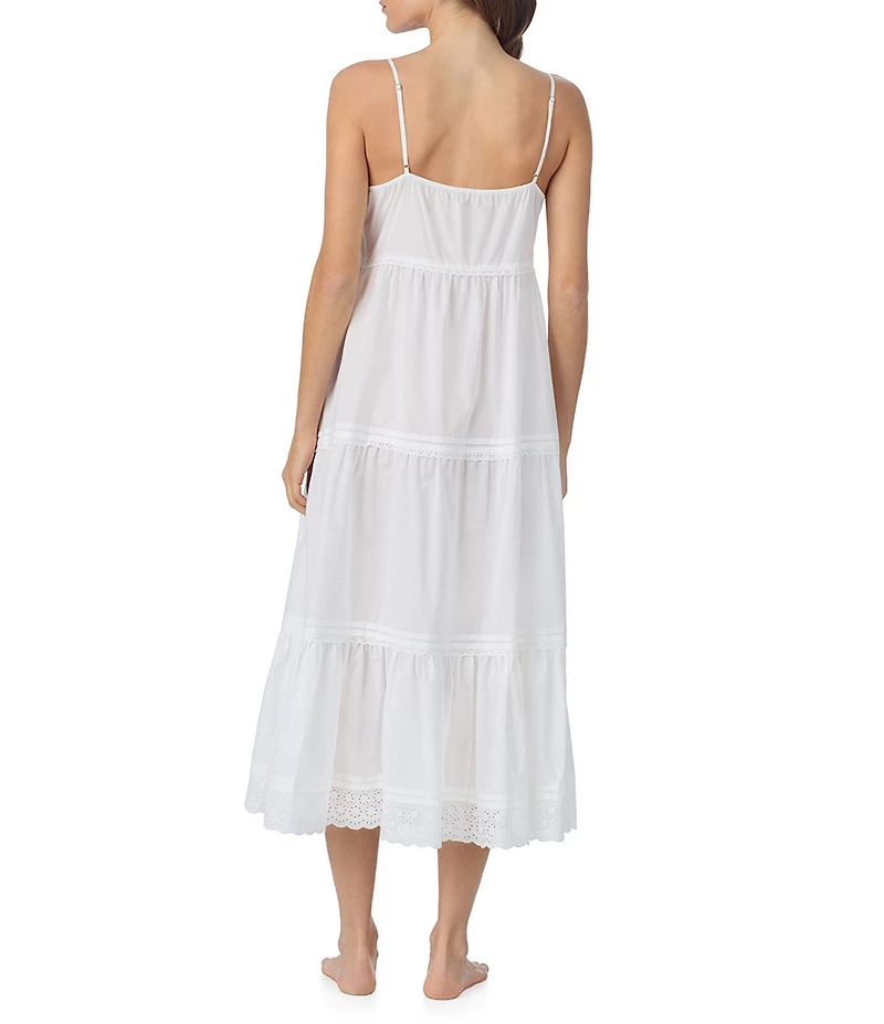 Eileen West Solid Sleeveless Square Neck Woven Lawn Cotton Ballet Nightgown