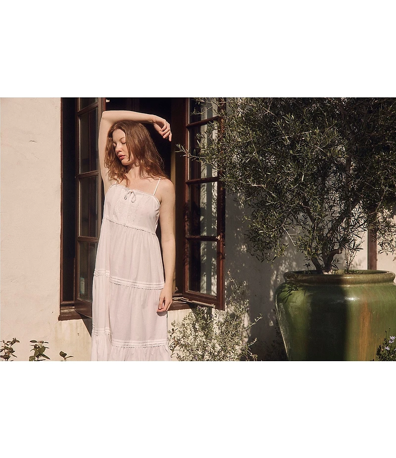 Eileen West Solid Sleeveless Square Neck Woven Lawn Cotton Ballet Nightgown