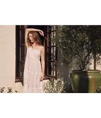 Eileen West Solid Sleeveless Square Neck Woven Lawn Cotton Ballet Nightgown