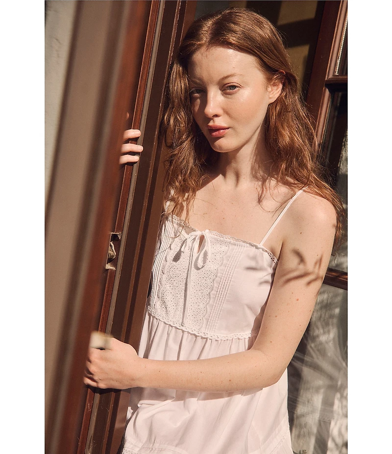 Eileen West Solid Sleeveless Square Neck Woven Lawn Cotton Ballet Nightgown