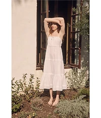 Eileen West Solid Sleeveless Square Neck Woven Lawn Cotton Ballet Nightgown