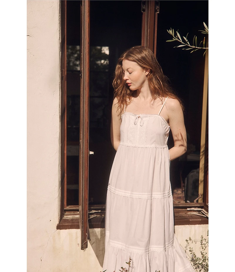 Eileen West Solid Sleeveless Square Neck Woven Lawn Cotton Ballet Nightgown
