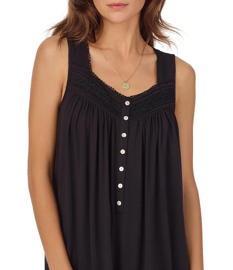 Eileen West Solid Sleeveless Sweetheart Neck Jersey Knit Chemise