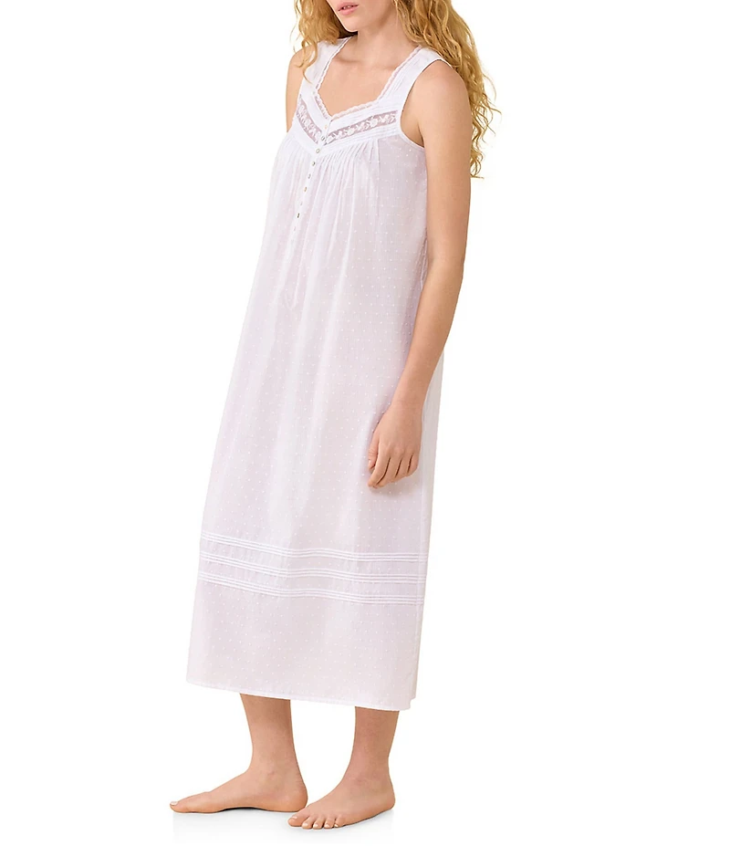 Eileen West Solid Sleeveless Sweetheart Neck Woven Ballet Nightgown