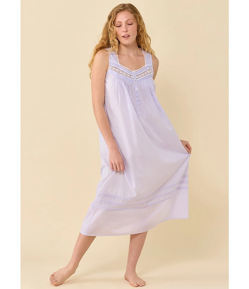 Eileen West Solid Sleeveless Sweetheart Neck Woven Ballet Nightgown