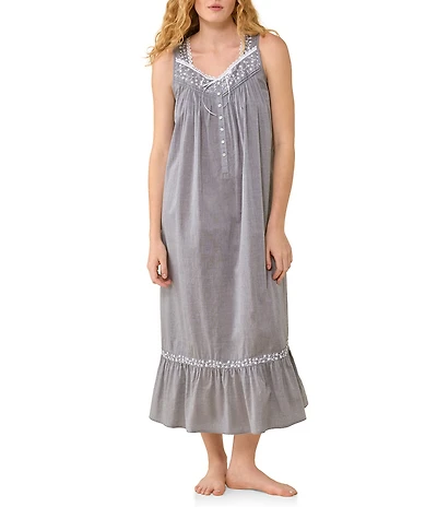 Eileen West Solid Sleeveless Sweetheart Neck Woven Cotton Ballet Nightgown