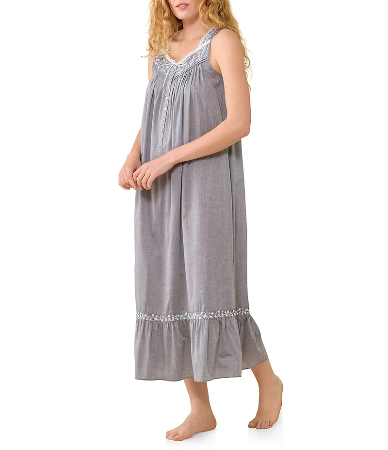 Eileen West Solid Sleeveless Sweetheart Neck Woven Cotton Ballet Nightgown