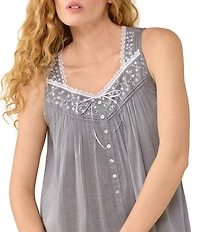 Eileen West Solid Sleeveless Sweetheart Neck Woven Cotton Ballet Nightgown