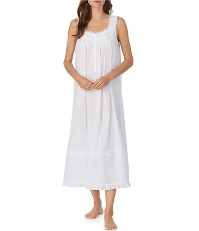 Eileen West Solid Sleeveless Sweetheart Neck Woven Lawn Ballet Nightgown