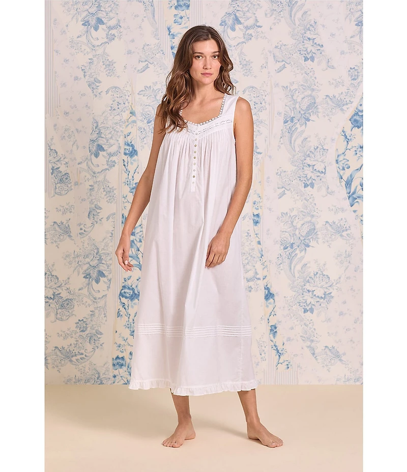 Eileen West Solid Sleeveless Sweetheart Neck Woven Lawn Ballet Nightgown