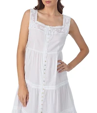 Eileen West Solid Sleeveless Sweetheart Neck Woven Lawn Cotton Ballet Nightgown
