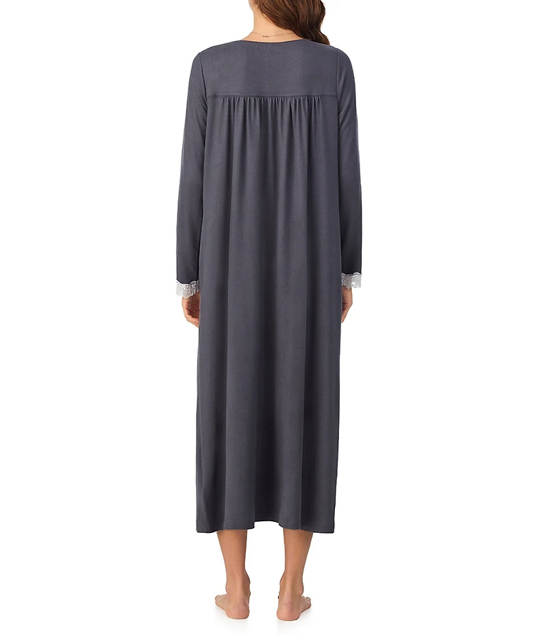 Eileen West Solid Sweater Knit Long Sleeve V-Neck Nightgown