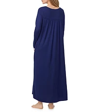 Eileen West Solid Sweater Knit Long Sleeve V-Neck Nightgown