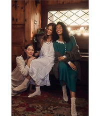 Eileen West Solid Sweater Knit Long Sleeve V-Neck Nightgown