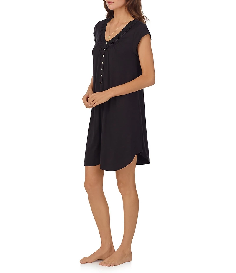 Eileen West Solid Tencel Modal Jersey Cap Sleeve V-Neck Nightshirt