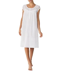 Eileen West Solid Woven Cap Sleeve Scoop Neck Waltz Nightgown