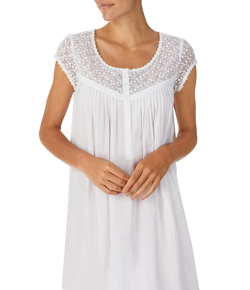 Eileen West Solid Woven Cap Sleeve Scoop Neck Waltz Nightgown