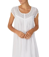 Eileen West Solid Woven Cap Sleeve Scoop Neck Waltz Nightgown