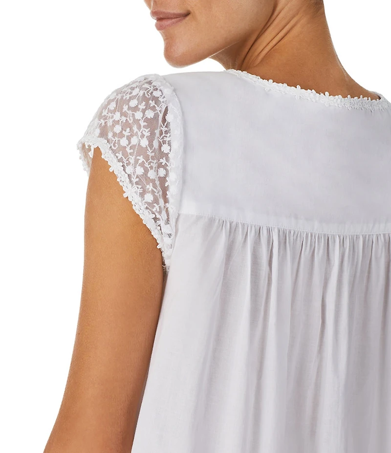 Eileen West Solid Woven Cap Sleeve Scoop Neck Waltz Nightgown