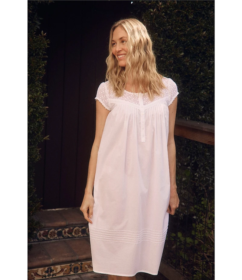 Eileen West Solid Woven Cap Sleeve Scoop Neck Waltz Nightgown