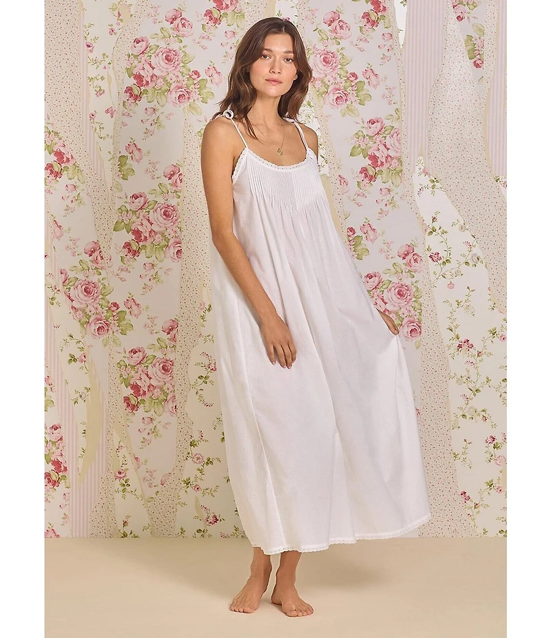 Eileen West Solid Woven Lawn Sleeveless Scoop Neck Nightgown