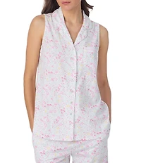 Eileen West Strawberry Novelty Print Sleeveless Notch Collar Jersey Knit Capri Pajama Set