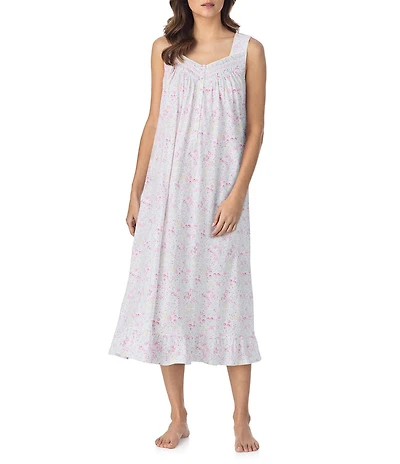 Eileen West Strawberry Novelty Print Sleeveless Sweetheart Neck Jersey Knit Cotton Ballet Nightgown