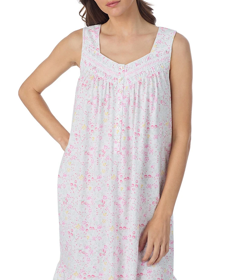 Eileen West Strawberry Novelty Print Sleeveless Sweetheart Neck Jersey Knit Short Chemise