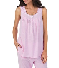 Eileen West Stripe Print Sleeveless Square Neck Knit Capri Pajama Set